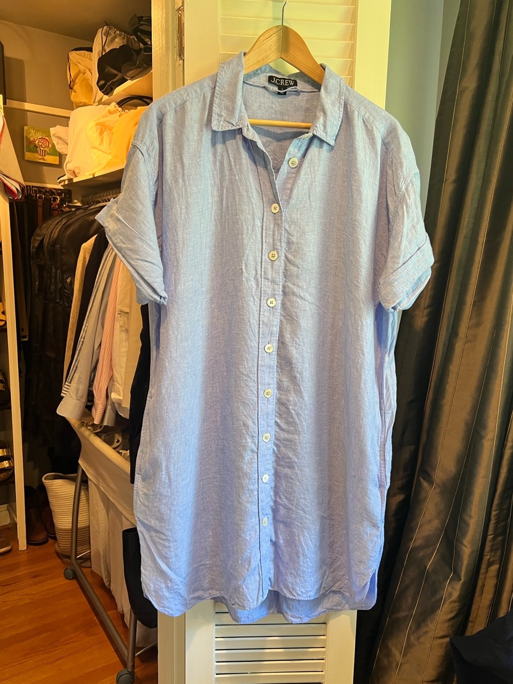 J. Crew Light Blue Button-Front Shirt Dress
